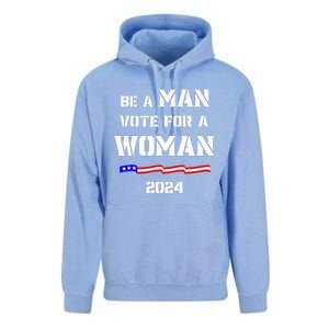 Be A Man Vote For A Kamala Harris 2024 Walz Us Flag Unisex Surf Hoodie