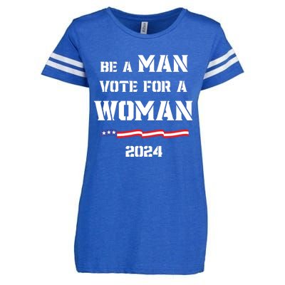 Be A Man Vote For A Woman Kamala Harris 2024 Walz Us Flag Enza Ladies Jersey Football T-Shirt