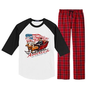 Believe America Make Christmas Great Again Xmas Trump Santa Raglan Sleeve Pajama Set