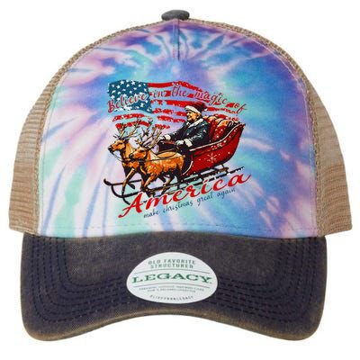 Believe America Make Christmas Great Again Xmas Trump Santa Legacy Tie Dye Trucker Hat