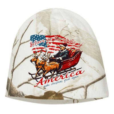 Believe America Make Christmas Great Again Xmas Trump Santa Kati - Camo Knit Beanie