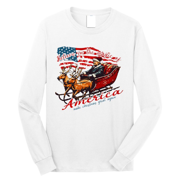 Believe America Make Christmas Great Again Xmas Trump Santa Long Sleeve Shirt