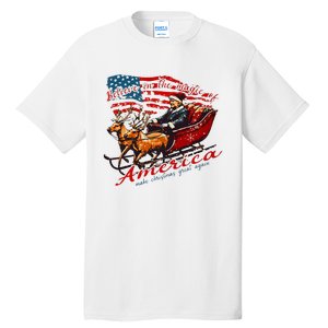 Believe America Make Christmas Great Again Xmas Trump Santa Tall T-Shirt