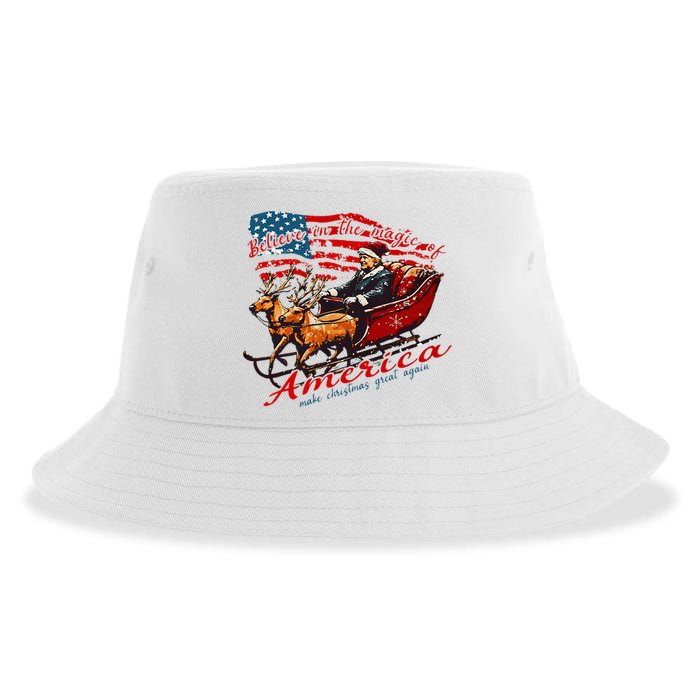 Believe America Make Christmas Great Again Xmas Trump Santa Sustainable Bucket Hat