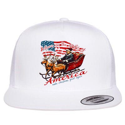 Believe America Make Christmas Great Again Xmas Trump Santa Flat Bill Trucker Hat