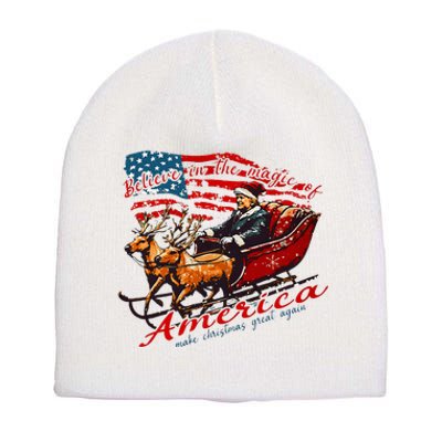 Believe America Make Christmas Great Again Xmas Trump Santa Short Acrylic Beanie