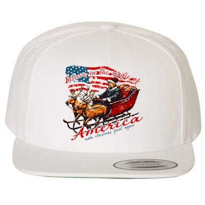 Believe America Make Christmas Great Again Xmas Trump Santa Wool Snapback Cap