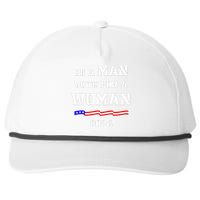 Be A Man Vote For A Woman Kamala Harris 2024 Walz Us Flag Snapback Five-Panel Rope Hat