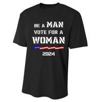 Be A Man Vote For A Woman Kamala Harris 2024 Walz Us Flag Performance Sprint T-Shirt