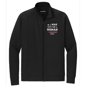 Be A Man Vote For A Woman Kamala Harris 2024 Walz Us Flag Stretch Full-Zip Cadet Jacket