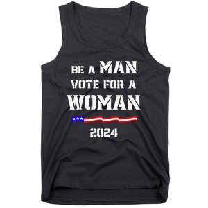 Be A Man Vote For A Woman Kamala Harris 2024 Walz Us Flag Tank Top