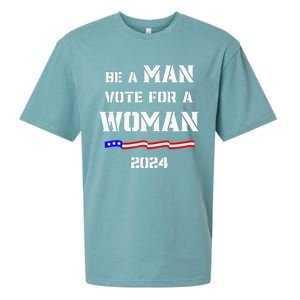 Be A Man Vote For A Woman Kamala Harris 2024 Walz Us Flag Sueded Cloud Jersey T-Shirt