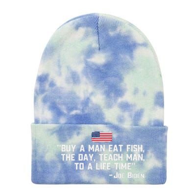 Buy A Man Eat Fish The Day Teach Man Joe Biden Quote Tie Dye 12in Knit Beanie