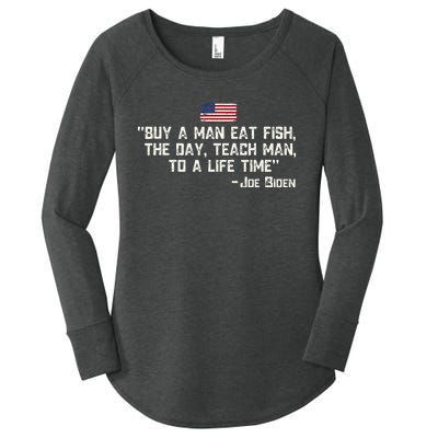 Buy A Man Eat Fish The Day Teach Man Joe Biden Women's Perfect Tri Tunic Long Sleeve Shirt