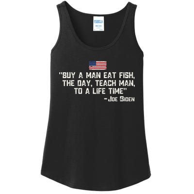 Buy A Man Eat Fish The Day Teach Man Joe Biden Ladies Essential Tank