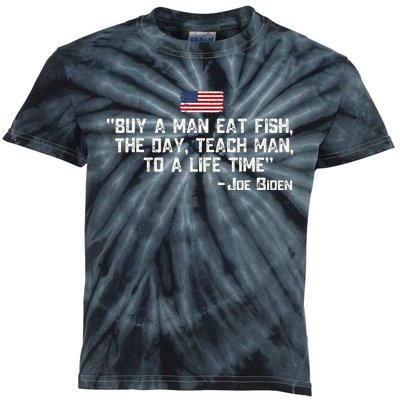 Buy A Man Eat Fish The Day Teach Man Joe Biden Kids Tie-Dye T-Shirt