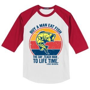 Buy A Man Eat Fish The Day Teach Man To Life Time Joe Biden Kids Colorblock Raglan Jersey