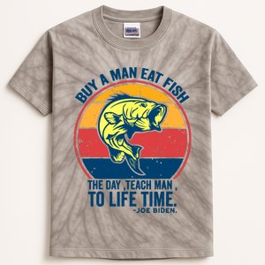 Buy A Man Eat Fish The Day Teach Man To Life Time Joe Biden Kids Tie-Dye T-Shirt