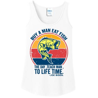 Buy A Man Eat Fish The Day Teach Man To Life Time Joe Biden Ladies Essential Tank