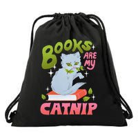 Books Are My Catnip Drawstring Bag