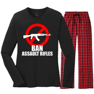 Ban Assault Rifles Gun Control Women's Long Sleeve Flannel Pajama Set 