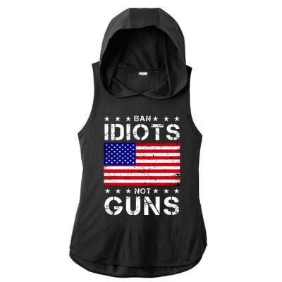 Ban Idiots Not Guns Ladies PosiCharge Tri-Blend Wicking Draft Hoodie Tank