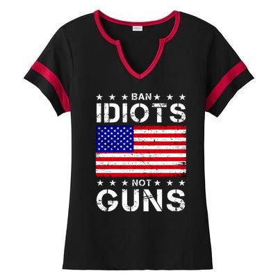 Ban Idiots Not Guns Ladies Halftime Notch Neck Tee