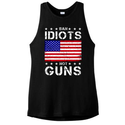 Ban Idiots Not Guns Ladies PosiCharge Tri-Blend Wicking Tank