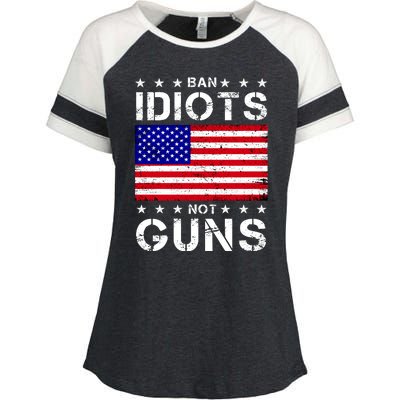 Ban Idiots Not Guns Enza Ladies Jersey Colorblock Tee