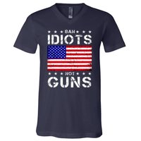 Ban Idiots Not Guns V-Neck T-Shirt