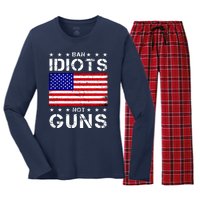 Ban Idiots Not Guns Women's Long Sleeve Flannel Pajama Set 