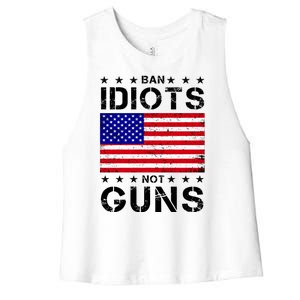 Ban Idiots Not Guns Women's Racerback Cropped Tank