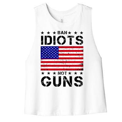 Ban Idiots Not Guns Women's Racerback Cropped Tank