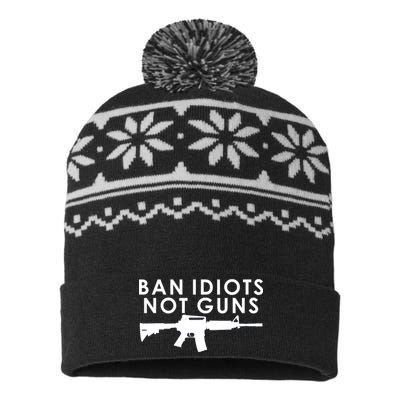 Ban Idiots Not Guns Gun Rights Logo USA-Made Snowflake Beanie