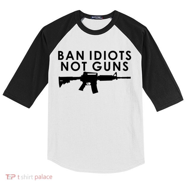 Ban Idiots Not Guns Gun Rights Logo Kids Colorblock Raglan Jersey
