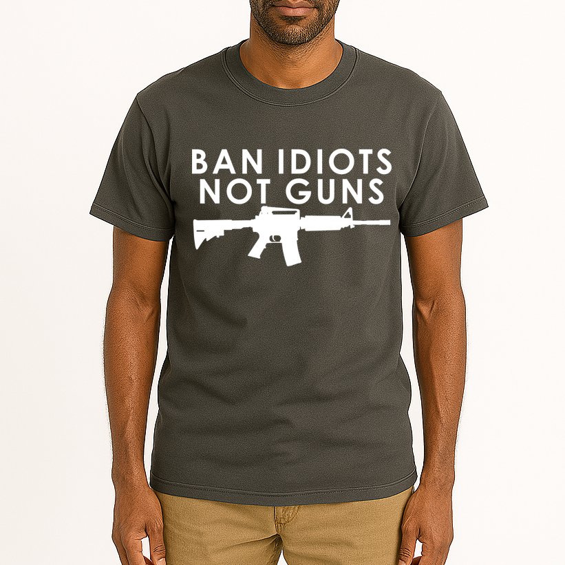 Ban Idiots Not Guns Gun Rights Logo Tall T-Shirt