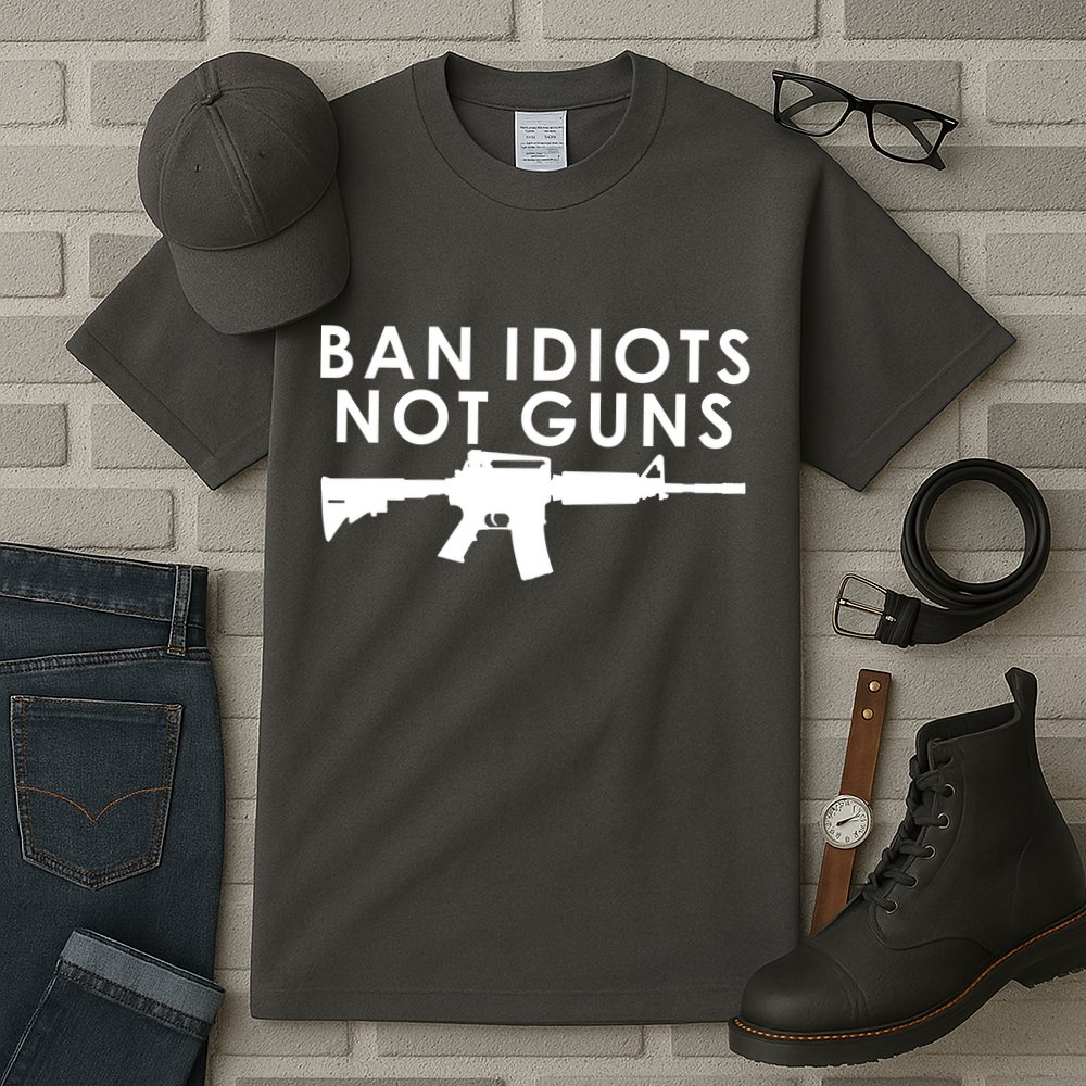 Ban Idiots Not Guns Gun Rights Logo Tall T-Shirt