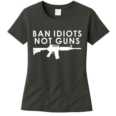 Ban Idiots Not Guns Gun Rights Logo Womens T-Shirt