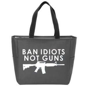 Ban Idiots Not Guns Gun Rights Logo Zip Tote Bag