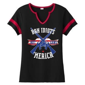 Ban Idiots Not Guns Merica Ladies Halftime Notch Neck Tee