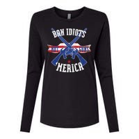 Ban Idiots Not Guns Merica Womens Cotton Relaxed Long Sleeve T-Shirt