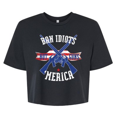 Ban Idiots Not Guns Merica Bella+Canvas Jersey Crop Tee