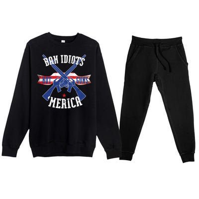 Ban Idiots Not Guns Merica Premium Crewneck Sweatsuit Set