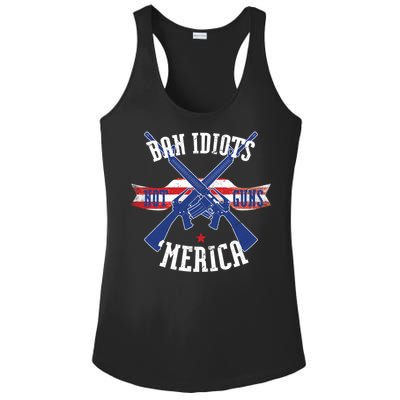 Ban Idiots Not Guns Merica Ladies PosiCharge Competitor Racerback Tank