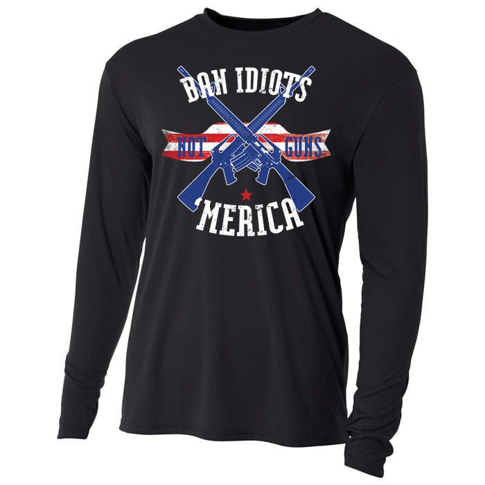 Ban Idiots Not Guns Merica Cooling Performance Long Sleeve Crew