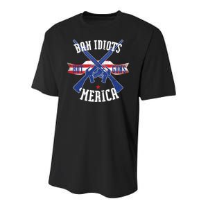 Ban Idiots Not Guns Merica Youth Performance Sprint T-Shirt