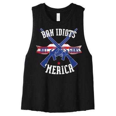 Ban Idiots Not Guns Merica Women's Racerback Cropped Tank