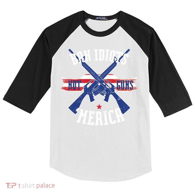Ban Idiots Not Guns Merica Kids Colorblock Raglan Jersey