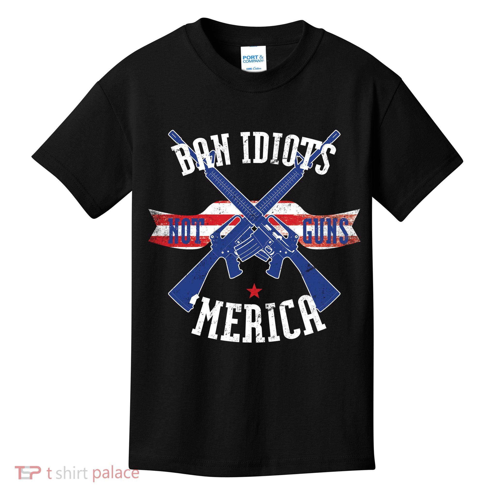 Ban Idiots Not Guns Merica Kids T-Shirt