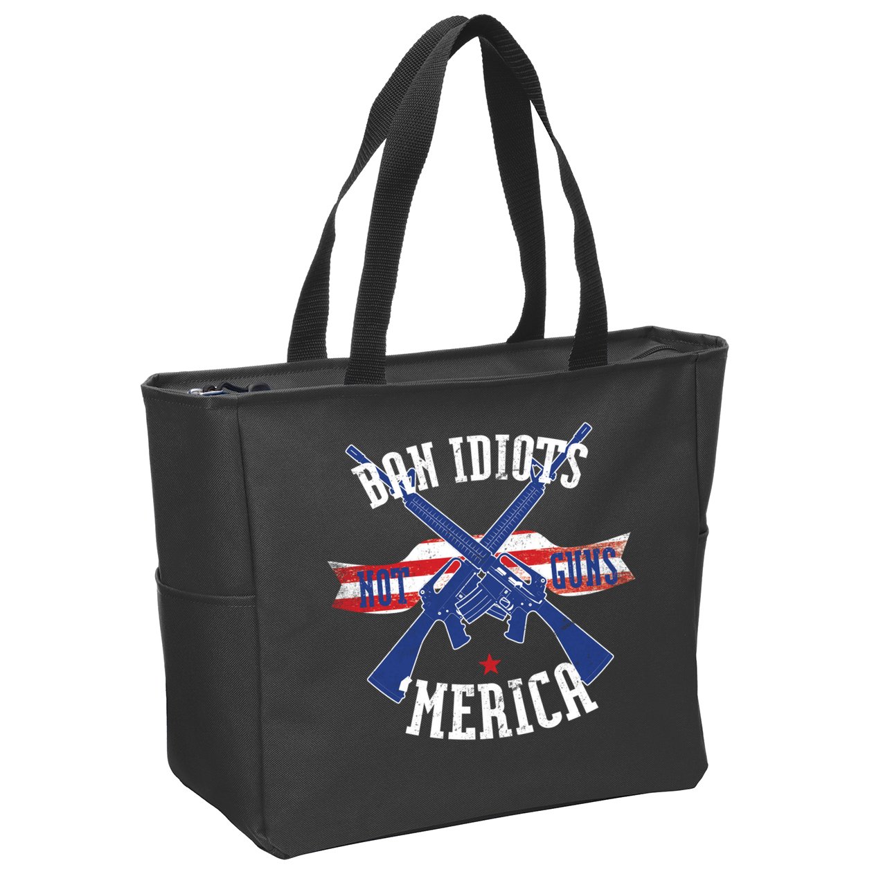Ban Idiots Not Guns Merica Zip Tote Bag